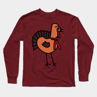 Animals with Sharp Teeth Thanksgiving Turkey Halloween Horror Long Sleeve T-Shirt